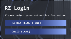 Screenshot of RZ login panel