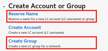 Create Account or Group