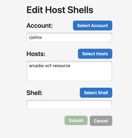 A form in IDM to edit cjohns' shell for the host arcadia-scf-resource