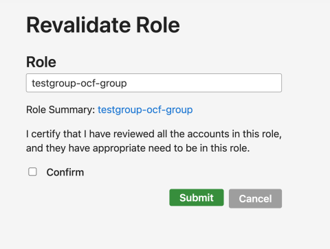 Revalidate all- Are you sure? A page in IDM asking an approver to confirm that they want to revalidate all members