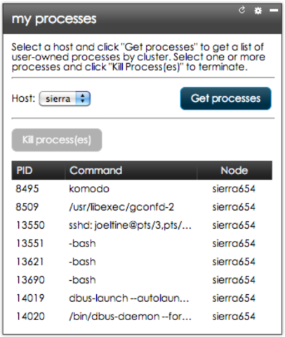 Screen shot of the "my processes" portlet on MyLC mobile