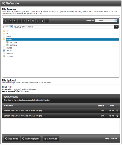 Screen shot of the LC File Transfer utility