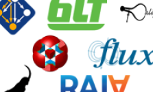 logos for seven open-source projects: Spack, BLT, Caliper, MFEM, Flux, Ascent, and RAJA