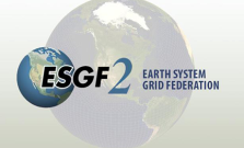 A picture of the globe, with the logo for ESGF2 overlaid, and the text "Earth System Grid Federation"