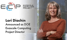 An image of Lori Diachin, with text announcing her as the DOE Exascale Computing Project Director