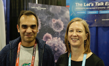 Kathryn Mohror and fellow researcher in front of scientific poster