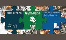 3 lab's logos on puzzle piece: Berkeley, Oak Ridge, Livermore