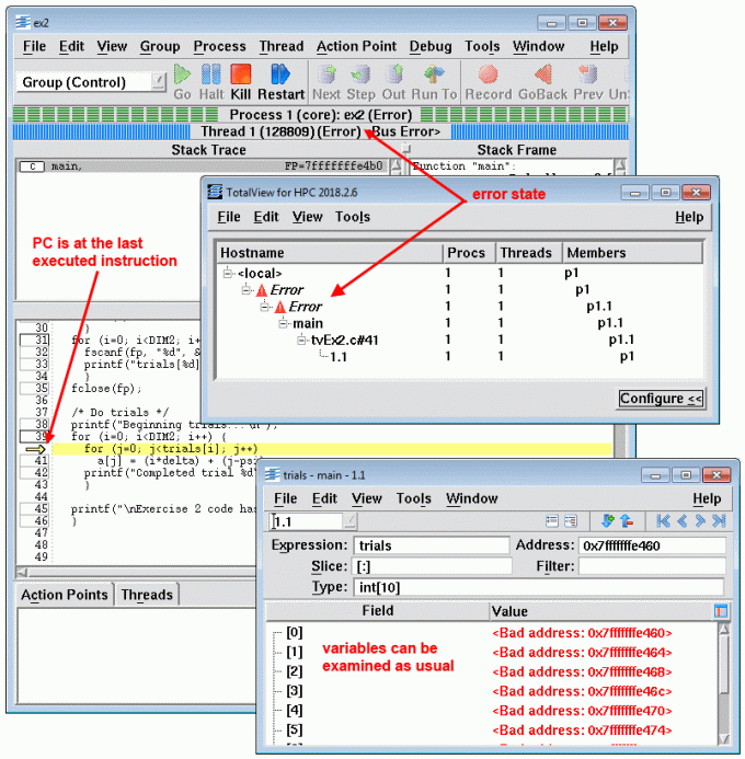 screen shot of core file example