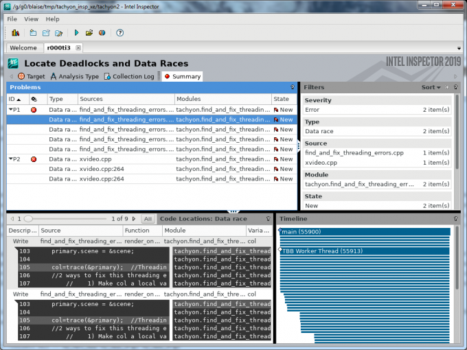 Intel Inspector Threading Error Analysis