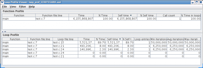 Loop profile viewer screenshot