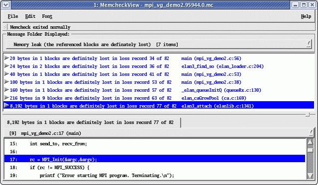 System initialization code (like MPI_Init) often contain leaks that should be ignored.