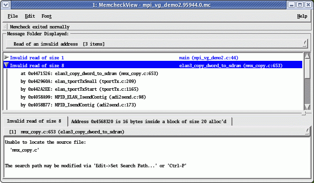  Invalid read in library call that will be traced back to a user code bug.