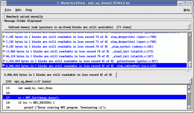 Memcheck reports memory that the application has chosen not to free before exiting.