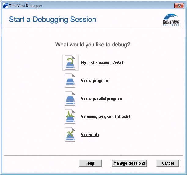 Session Manager Window