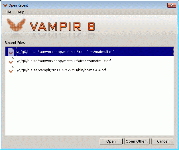 Using vampirserver following steps as noted above.