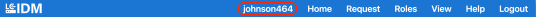 The blue menu bar at the top of IDM, with a red circle around the OUN.