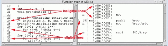 Breakpoint eligible lines