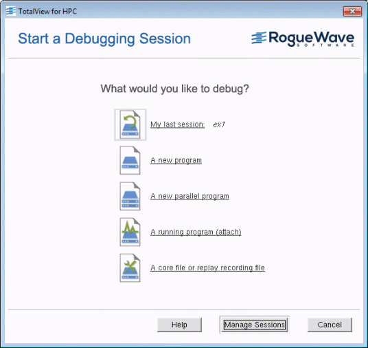 Session Manager Window