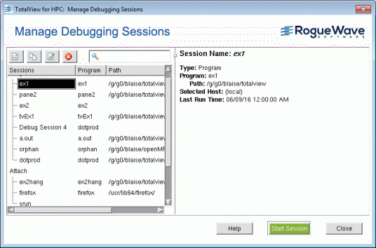 Session Manager Window 2