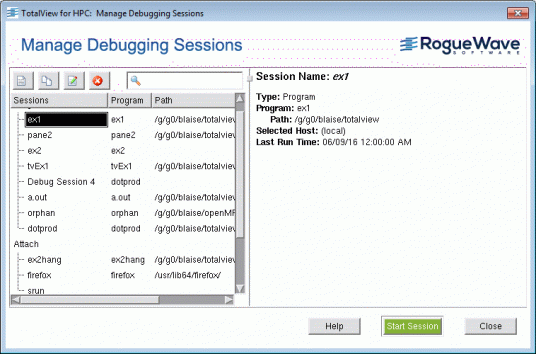 Session Manager 2 Session Manager Window 2
