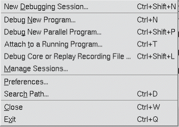 Manage Sessions Menu