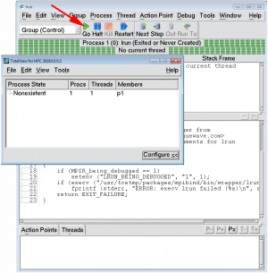 totalview Root and Process windows 