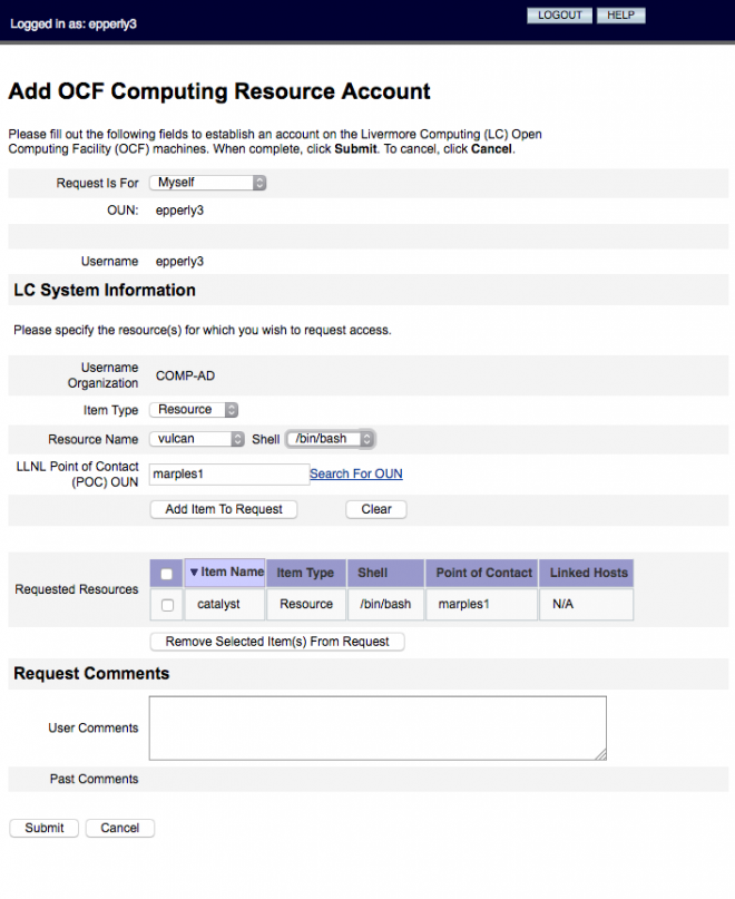 Add OCF computing resource account menu, screenshot