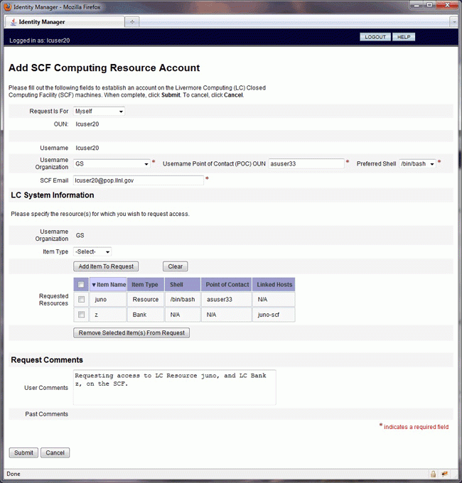 Add SCF computing resource account menu, screenshot