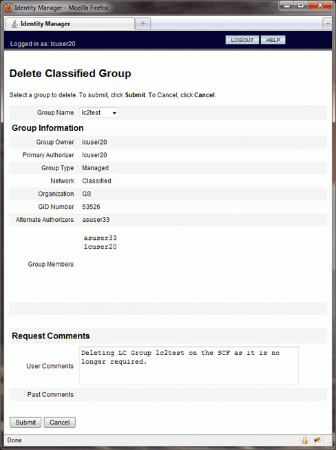delete classified group menu, screenshot