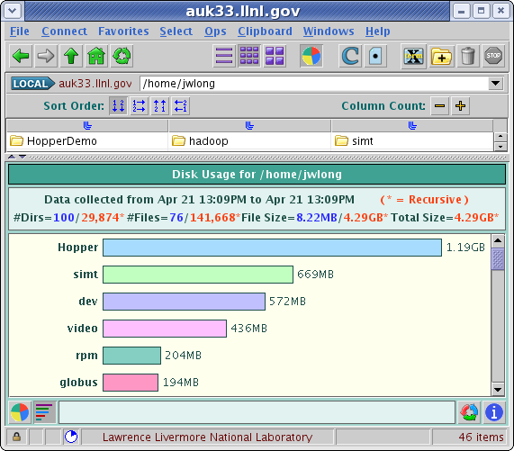 Disk usage scan window