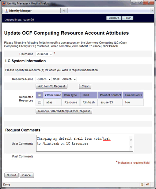 request comments screenshot, example