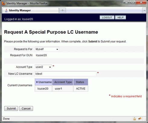 request a special purpose menu, screenshot
