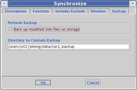 Synchronize backup tab 