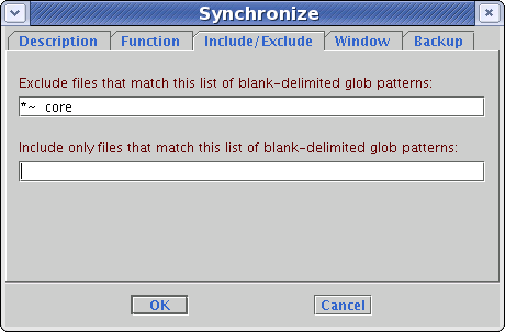 Synchronize include/exclude tab