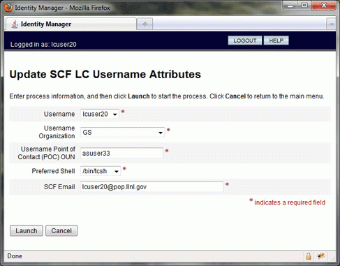 Update SCF LC username attributes menu, screenshot